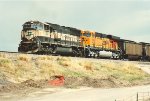 Loaded coal train climbs south
